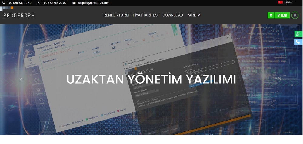 Render724 Web Tabanlı Sunucu Entegre Render Yönetimi